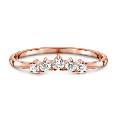 แหวนแต่งงานเพชรเจียระไนแท้ 14K Rose Gold Jewelry