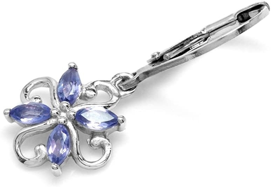 0.5 กะรัตสาขาออกแบบดอกไม้ JewellersClub Tanzanite Ring เครื่องประดับแหวนเงินสเตอร์ลิงประดับเพชรสีขาว