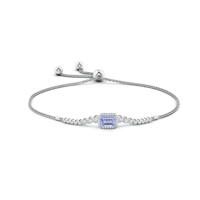 สร้อยข้อมือ ANGARA Natural Tanzanite แบบปรับได้สำหรับผู้หญิงหญิง ทองคำขาว 14K