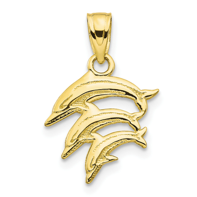10k Yellow Gold Dolphin Charm สร้อยคอจี้ปลา Sea Life Fine เครื่องประดับสำหรับผู้หญิงของขวัญสำหรับเธอ
