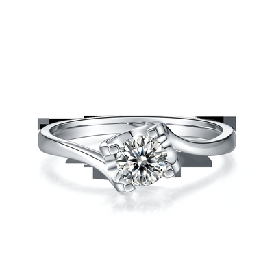 RD 4MM Trapezoidal White Moissanite 9K Silver Ring CZ Minimalist Wedding Jewelry