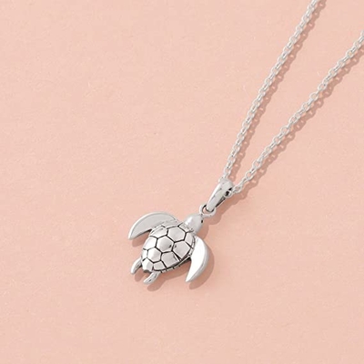 Boma Jewelry สร้อยคอจี้รูปสัตว์เต่าทะเลเงินแท้ 18 นิ้ว