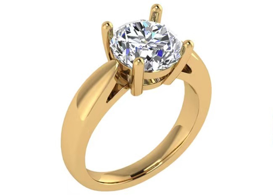 การตั้งค่ามือ 14K เครื่องประดับทองคำขาว, กลม 2.7 กะรัต Natural Solitaire Diamond Rings