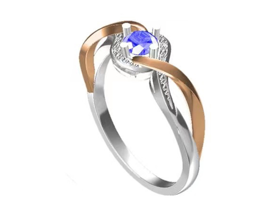 เครื่องประดับ Tanzanite เครื่องประดับทองคำแท้ 14K วงครอสโอเวอร์ RD6.4MM Main Stone