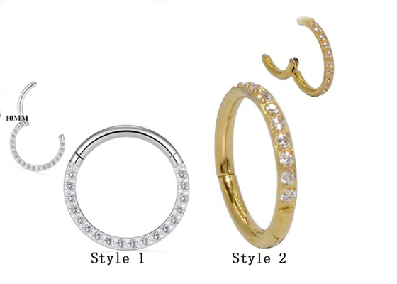 ชิ้นส่วนบานพับ 14K Gold Clicker Hoop พร้อม 16G Pave Diamond