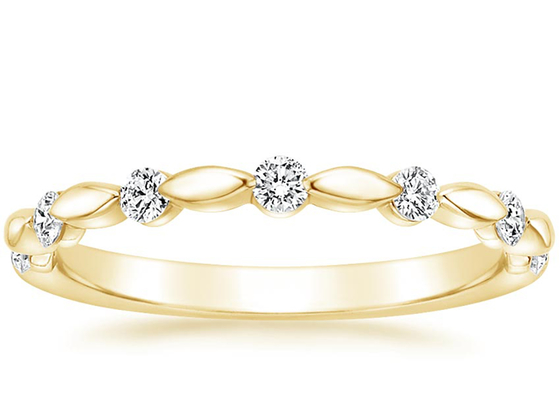 แหวนทองคำแท้ 14K เพชรที่เล็กที่สุด 2mm 7pcs Stone Size 0.18ct