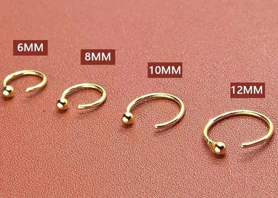 Clicker ทอง 14K บานพับไร้รอยต่อ 16g-40g สำหรับกระดูกอ่อน Tragus