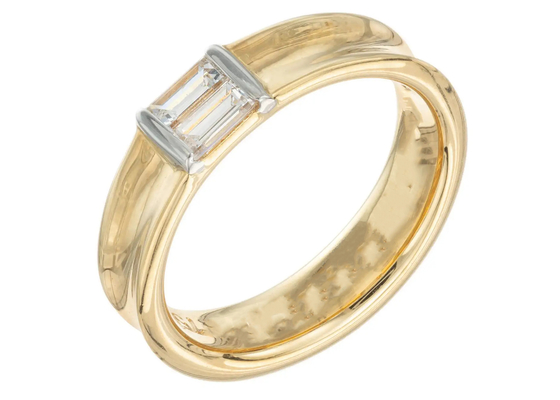 0.58ct 6x4MM Solitaire Stone 14K Solid Gold Jewellery แหวนแต่งงานเพชร