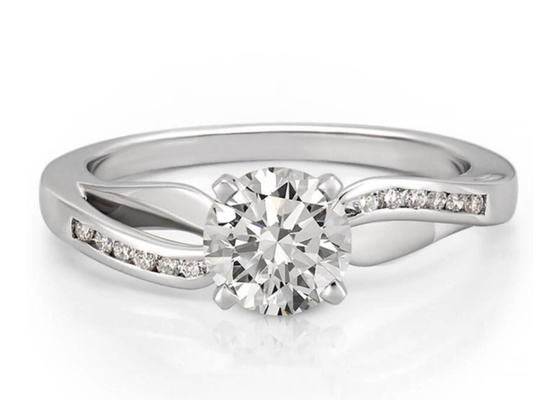 ODM OEM Jewellery แหวนเพชร, แหวนแต่งงานทองคำขาว 14k Round Cut