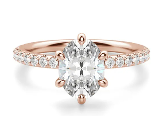 ง่ามชุด Type 9k แหวนเงิน Rose Gold วัสดุ 1.5 กะรัต 6×8 มม. Stone