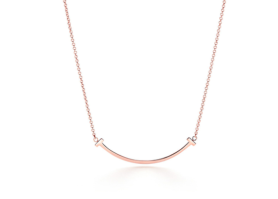 18K Rose Gold Neklace , Smile สร้อยคอจี้ 16-18 นิ้ว ปรับความยาวได้