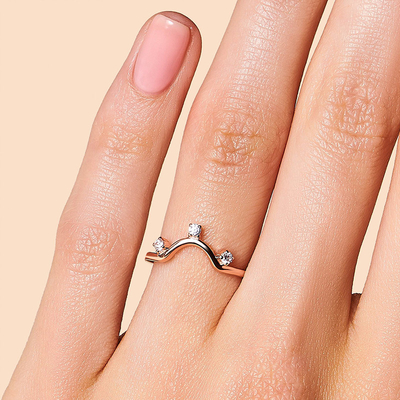 เครื่องประดับเพชรแท้ 14K Rose Gold, แหวนครบรอบครบรอบเพชรแฟนซีแท้