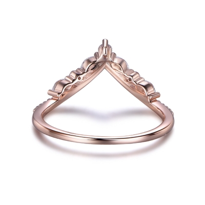 14K Rose Gold เครื่องประดับสุภาพสตรีแหวนหมั้น Pear Round Diamond
