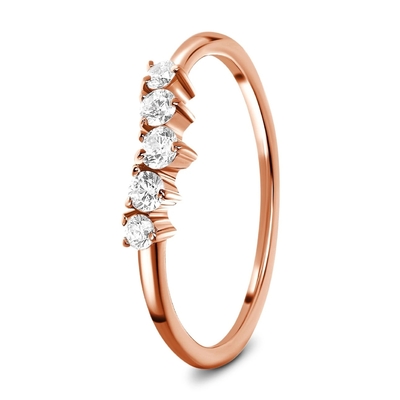 แหวนแต่งงานเพชรเจียระไนแท้ 14K Rose Gold Jewelry