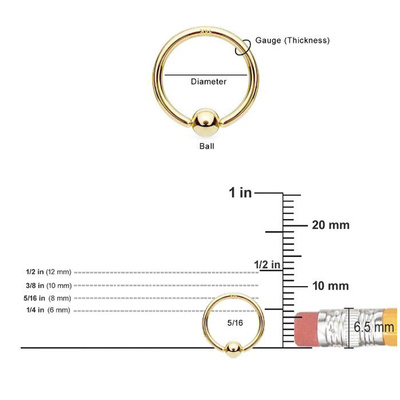 จุกนมแหวนเจาะเครื่องประดับ 14K ทอง Hoop กระดูกอ่อนจมูกคิ้วริมฝีปาก