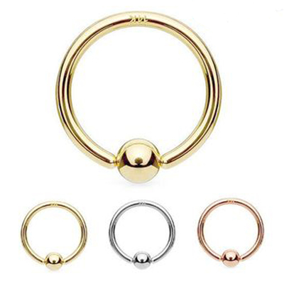 จุกนมแหวนเจาะเครื่องประดับ 14K ทอง Hoop กระดูกอ่อนจมูกคิ้วริมฝีปาก