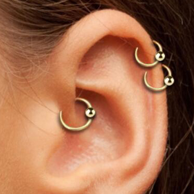 จุกนมแหวนเจาะเครื่องประดับ 14K ทอง Hoop กระดูกอ่อนจมูกคิ้วริมฝีปาก
