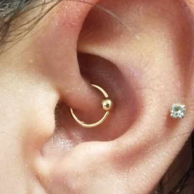 จุกนมแหวนเจาะเครื่องประดับ 14K ทอง Hoop กระดูกอ่อนจมูกคิ้วริมฝีปาก