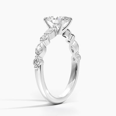 เครื่องประดับสำหรับคู่แต่งงาน 14K/18K ทองคำขาวแท้ VVS Diamond Round Brilliant Cut Moissanite Ring