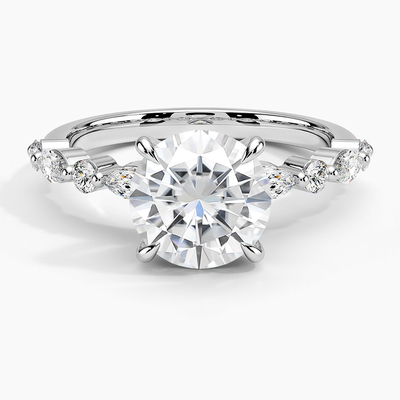เครื่องประดับสำหรับคู่แต่งงาน 14K/18K ทองคำขาวแท้ VVS Diamond Round Brilliant Cut Moissanite Ring