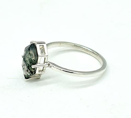 ต่างหูสำหรับผู้หญิง, Natural Moss Agate 925 Sterling Silver Stud Earrings For Women Green Gems เครื่องประดับหมั้นงานแต่งงาน