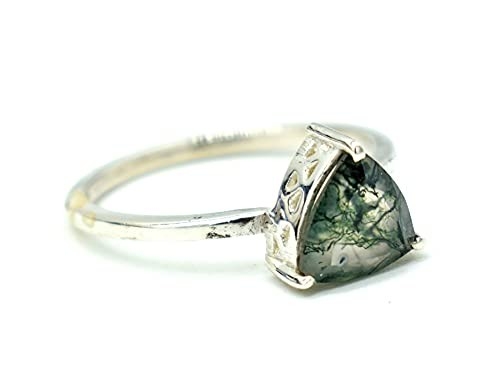 Moss Agate Emerald Ring Set , ครบรอบเครื่องประดับของขวัญสัญญาแหวนแต่งงาน