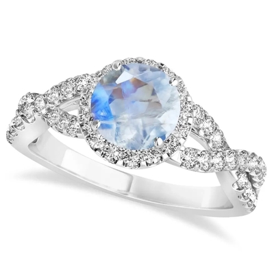 แหวนเงินแท้ ล้อมมูนสโตน CZ Twisted Engagement Ring Birthday Moonstone Gemstone Gemstone Jewelry