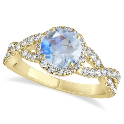 แหวนเงินแท้ ล้อมมูนสโตน CZ Twisted Engagement Ring Birthday Moonstone Gemstone Gemstone Jewelry