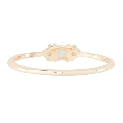 แหวนเงินแท้ 925 CZ Natural Faceted Rainbow Moonstone Three Stone Ring