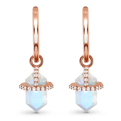 925 เงินสเตอร์ลิงเครื่องประดับหินธรรมชาติ Hexagon Cut Blue Rainbow Moonstone ต่างหูสตั๊ด