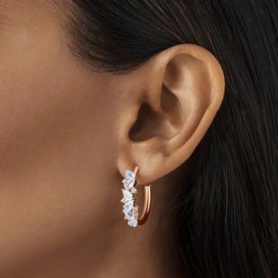 Vintage S925 Rose Gold Plated White Zircon เครื่องประดับขายส่งเครื่องประดับ Moonstone Fine Design Factory ต่างหู