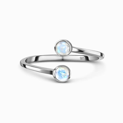 Natural Moonstone Gemstones 925 Silver Anniversary Jewelry Rings ลูกแพร์แท้