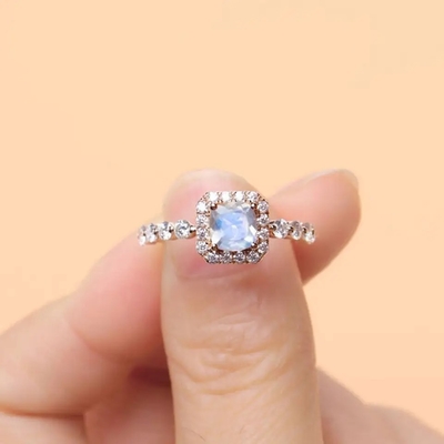 แหวนเงินแท้ 925 สวยงาม, แหวนพลอยมูนสโตนรูปไข่สำหรับเด็กผู้หญิง