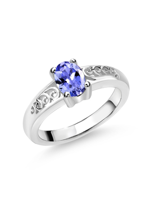 แหวนค็อกเทล Tanzanite Cushion Cut ธรรมชาติ 2 กะรัตในแหวนหมั้นเงินสเตอร์ลิงในทองคำขาว 18K