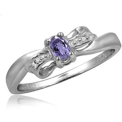 0.25 กะรัต Tanzanite 0.925 แหวนเงินประดับเพชรสีขาว – แหวนอัญมณีที่มีสารก่อภูมิแพ้