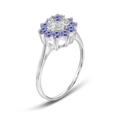 Branch Flower Design JewellersClub Tanzanite Ring เครื่องประดับแหวนเงินสเตอร์ลิงประดับเพชรสีขาว