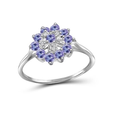 Branch Flower Design JewellersClub Tanzanite Ring เครื่องประดับแหวนเงินสเตอร์ลิงประดับเพชรสีขาว