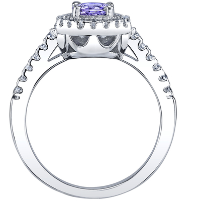 แหวนแปดเหลี่ยม Tanzanite สี่เหลี่ยมผืนผ้า 1 กะรัตในเงินสเตอร์ลิง - ชุบทองคำขาว 18K บนเงิน