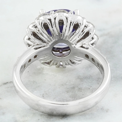 Jewellers Club 1/4 กะรัต T.G.W. แหวนเงินสเตอร์ลิงแทนซาไนท์และเพชรสีขาว