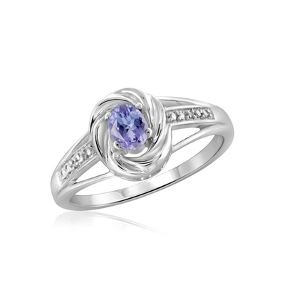 SShop LC Women Platinum over 925 Silver Blue Tanzanite Birthstone Zircon Ring Size 8 Gifts