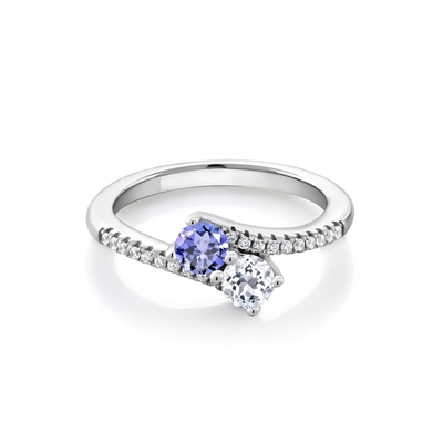 SShop LC Women Platinum over 925 Silver Blue Tanzanite Birthstone Zircon Ring Size 8 Gifts