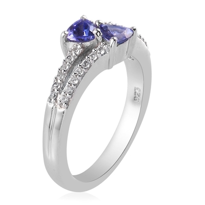 SShop LC Women Platinum over 925 Silver Blue Tanzanite Birthstone Zircon Ring Size 8 Gifts