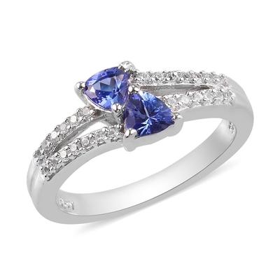 SShop LC Women Platinum over 925 Silver Blue Tanzanite Birthstone Zircon Ring Size 8 Gifts
