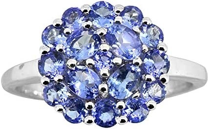 Tanzanite &amp; White Lab-Created Sapphire เงินสเตอร์ลิงบรรจุกล่อง