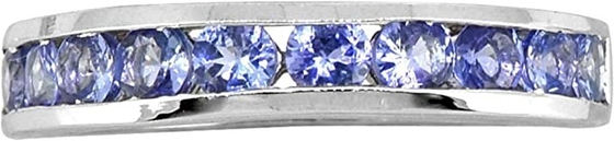 แหวนแทนซาไนท์สีน้ำเงินธรรมชาติ 0.5 CTW ประดับเพชร ตัวเรือนทองคำขาว 18K