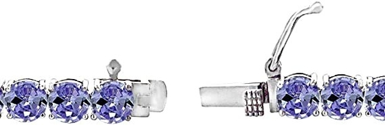 สร้อยข้อมือแทนซาไนท์ธรรมชาติและเพชร 24.70 CTW ตัวเรือนทองคำขาวแท้ 14K