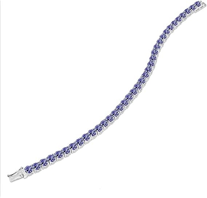 สร้อยข้อมือแทนซาไนท์ธรรมชาติและเพชร 24.70 CTW ตัวเรือนทองคำขาวแท้ 14K