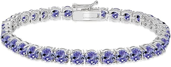 สร้อยข้อมือแทนซาไนท์ธรรมชาติและเพชร 24.70 CTW ตัวเรือนทองคำขาวแท้ 14K