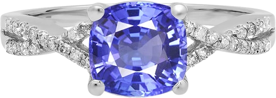 Tanzanite &amp; White Lab-Created Sapphire เงินสเตอร์ลิงบรรจุกล่อง