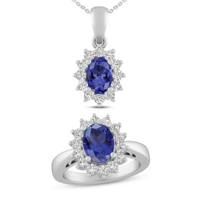 10K Gold Marquise 1.68ct แหวนแทนซาไนท์ธรรมชาติแท้ประดับเพชร